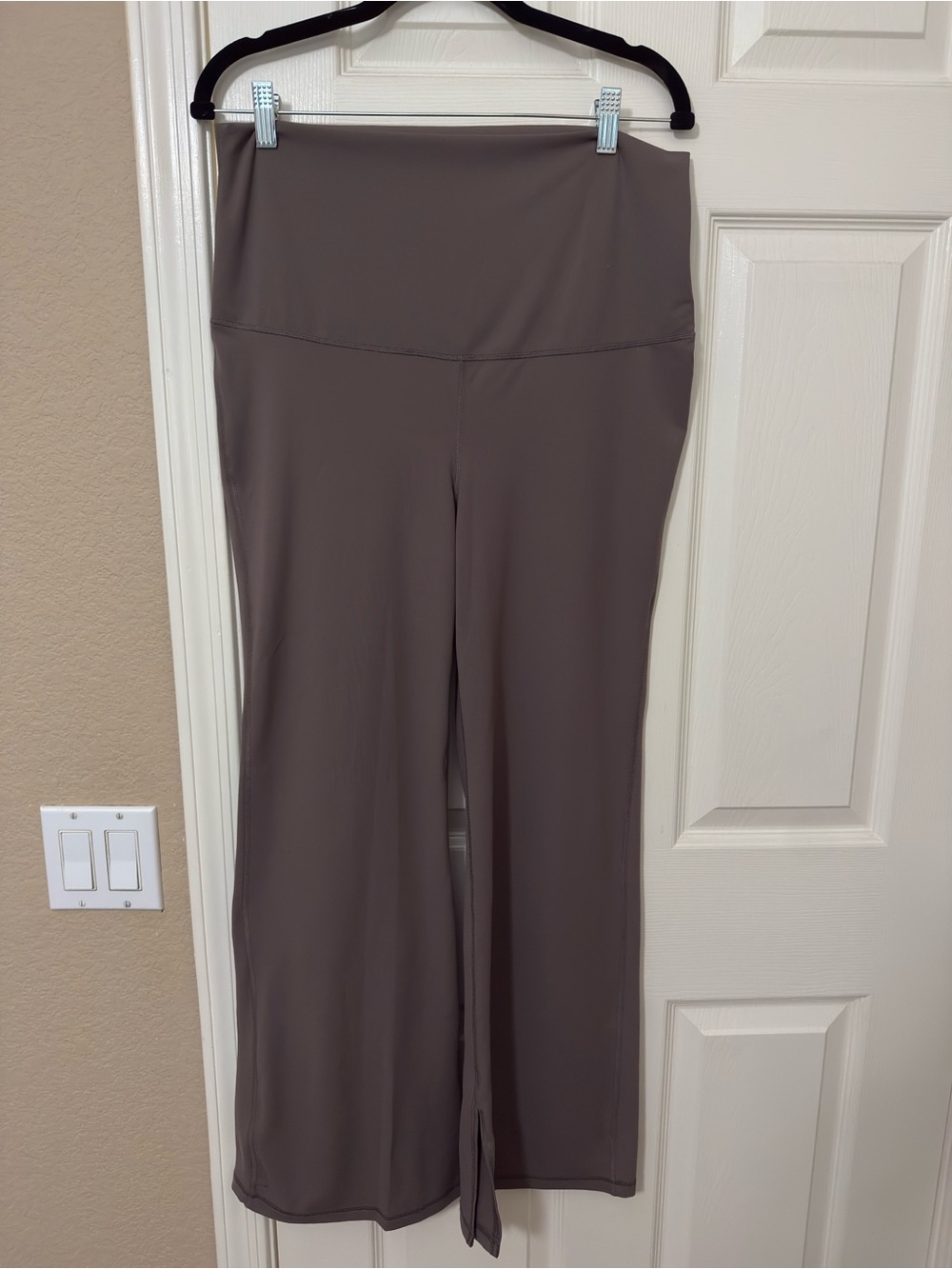 Brown high waisted maternity flare leg yoga pants